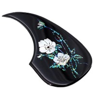 Plaque de protection pour guitare folk de 41/40 pouces avec incrustation florale en celluloïd, colle souple élastique, épaissie, rose colorée