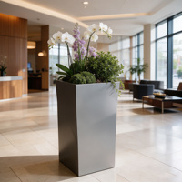 Jardinière rectangulaire en acier inoxydable, pot de fleurs moderne pour balcon, conteneur pour plantes d'extérieur et d'intérieur