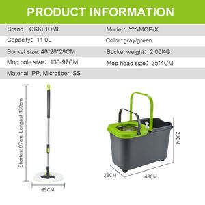 ชุดถังปั่นม็อบถูพื้น OKKiHOME Home Kitchen Magic 360 Spin แบบหมุนได้สองทิศทาง พร้อมระบบปั่นแห้งอัตโนมัติ เป็นมิตรกับสิ่งแวดล้อม พร้อมตะกร้าถอดได้ - Product Image 2