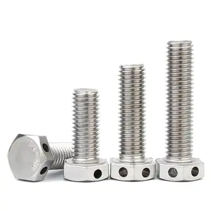304 Stainless Steel Outer Hexagonal Head with Hole Bolt GB32.1 Through Steel Wire Hole Safty Screw M6 M8 M10 M12 Head Punched