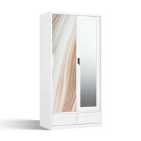 Armoires de chambre à coucher, meubles de rangement, armoire à vêtements en acier à 2 portes, armoire métallique en gros