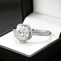 Bague ronde en argent S925 pour femmes, moissanite de couleur D, diamant rond de 6.5mm, accessoires de bijoux de charme luxueux pour femmes
