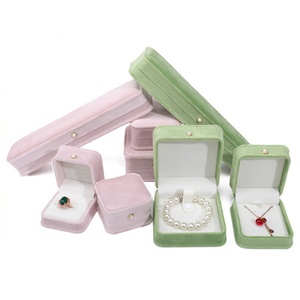 Jewelry Packaging <b>Box</b> Velvet OEM Wholesale Price <b>Ring</b> Necklace Storage Case Pearl Button Jewelry Gift <b>Box</b> - Product Image 5