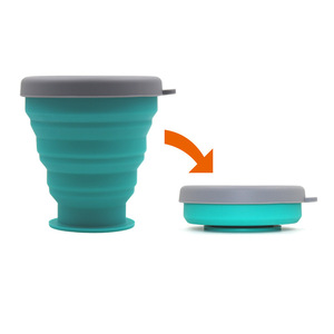 Vente en gros de gobelets pliables en silicone de qualité alimentaire de 200 ml avec couvercle - Product Image 1