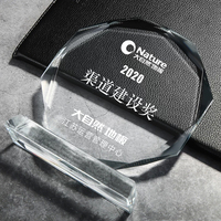 Trophée en cristal personnalisé en verre K9 octogonal, cadeau souvenir, plaque gravée au laser avec LOGO, pour anniversaires et invités européens