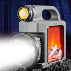 模拟火焰氛围灯P70/Cob 6000毫安时可充电明亮聚光灯手电筒