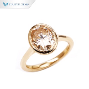 TIANYU GEMS Women's <b>Oval</b> Morganite <b>Ring</b> 10K Yellow Gold Bezel Setting Classic Gemstone <b>Engagement</b> <b>Ring</b> - Product Image 3
