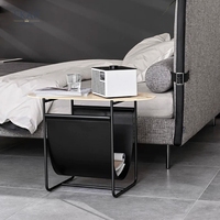 Table d'appoint moderne en métal gainé de cuir en bois massif pour villa, salon ou hôtel, meubles de maison