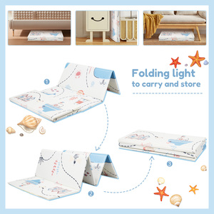 Tapis de jeu pliable pour bébé, tapis d'éveil double face pour enfants, imperméable, nettoyable, motif dessin animé océanique, tapis de jeu portable pour le sol - Product Image 5