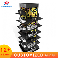 Étagère murale de présentation en métal pour magasin de sport masculin, design personnalisé, pour vêtements, chaussures de fitness, baskets, pantoufles et sandales