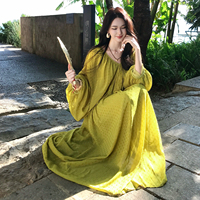Nouvelle arrivée, robe en jacquard française pour femmes, automne, élégante, ample, manches lanternes, pour les voyages et les vacances