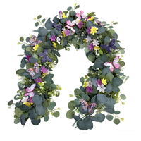 Guirlande de fleurs artificielles en gros de 1,8 m, motif papillon printanier, fleurs sauvages, vigne décorative pour centre de table de mariage