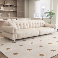 Canapé en cuir véritable de vachette de style rétro français confortable et écologique avec remplissage en éponge pour le salon de la villa