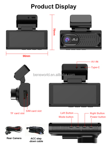 Caméra de tableau de bord 4G DVR ADAS BSD LCA avec moniteur de stationnement 24H, enregistreur de <span class=keywords><strong>voiture</strong></span> OEM ODM 3,69 pouces, avant 4K, arrière 1080P - Product Image 3