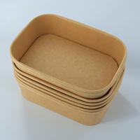 Boîte en papier kraft carrée jetable de 750 ml, écologique, biodégradable, légère, portable, pour salade, pique-nique, camping