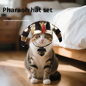 गोल्ड फिरौन एजिप्टियन डिजाइन हेलोलीन शीतकालीन पर्यावरण के अनुकूल पॉलिएस्टर कुत्ते पार्टी टोपी ठोस पैटर्न प्रिंट एक्सेसरी - Product Image 4