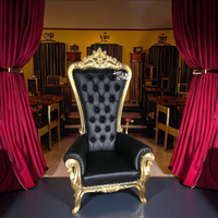 Golden Frame Black PU Throne Sofa Braut und Bräutigam Holz Sofa Set