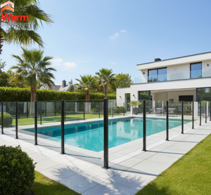 Recinzione in Vetro Motorizzata Retrattile nel Pavimento, Vista Libera Quando Abbassata, Pannelli per Recinzione da Giardino in Alluminio - Product Image 1