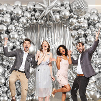 Kit de ballons disco argentés métalliques avec franges et étoiles éclatantes pour fête d'anniversaire, anniversaire, Noël, danse, club, décoration de scène