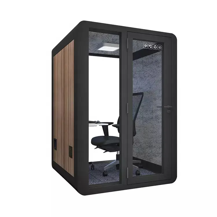 Single Seater Office Meeting Booth With Computer Desk For Private Working Movable Silence Soundproof Booth Office Pod