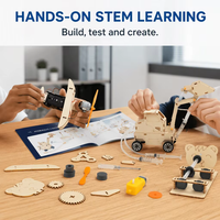 6 in 1 Kit Model Mekanik Kayu STEAM Mainan Edukasi DIY Set Sains Fisika Teknik Tenaga Surya untuk Anak-anak Grosir
