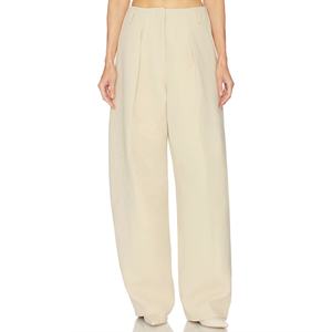 Pantalon de costume formel plissé pour femme, coupe droite, respirant, effet froissé, été, luxe léger, drapé - Product Image 1