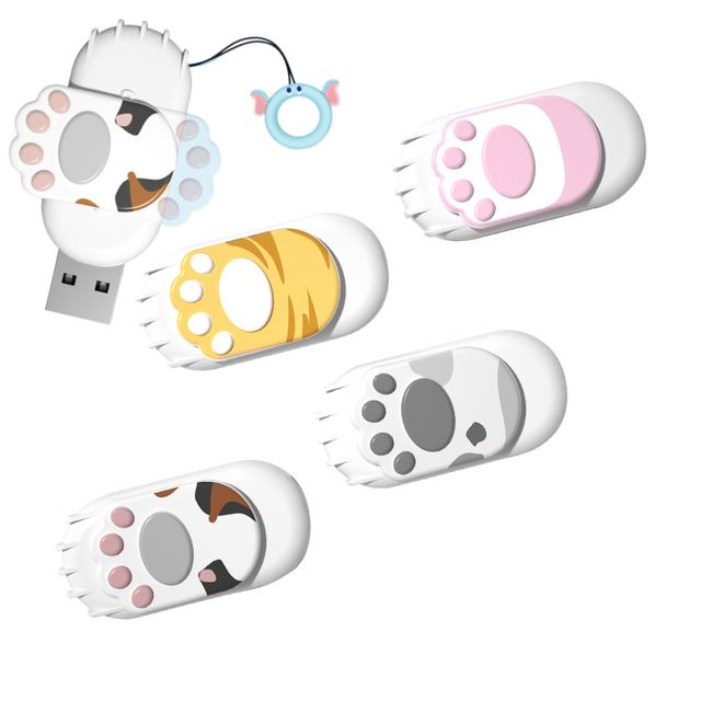 KS New Custom Appearance Logo Cat Paw Kitty Driver USB Flash Drive 8GB/16GB/64GB/128GB Plastic USB 2.0 2-Year Warranty No