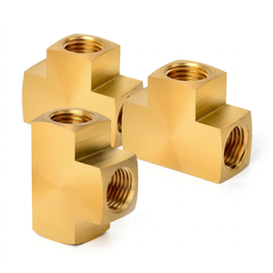 Raccords en laiton carrés polis en forme de T, connecteur de tuyau en T égal à 3 voies - Product Image 1