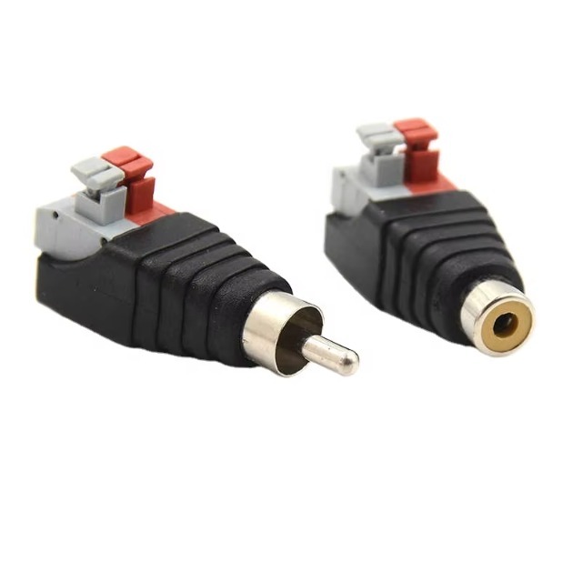 One Piece Speaker Wire Cable to Jack RCA Press Plug Male Adapter Connector