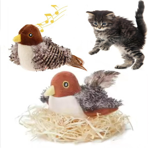 Giocattoli interattivi per gatti che si attivano con il tocco del cinguettio ricaricabile che sbatte gli uccelli per esercizi per gattini - Product Image 1