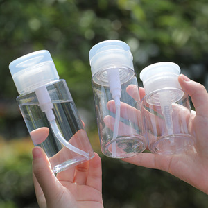 Travel Sized Round Pump Bottle Transparent <b>Plastic</b> For Nail Polish Remover Makeup <b>Cleaner</b> Serum Storage Refillable With Flip Cap - Product Image 4