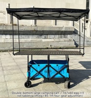 Table de levage pliable pour remorque de stand, hauteur réglable, roues tout-terrain, pour marchés nocturnes, barbecues, glaces et camping