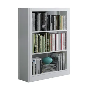 Home library furniture steel book shelf cabinet glass door corner wall library bookcase shelving sale