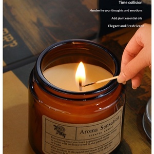 Petite bougie parfumée en bouteille marron, sans fumée, dans un verre couleur thé, décoration intérieure, événements, cadeau, parfum, faite à <span class=keywords><strong>la</strong></span> main - Product Image 2