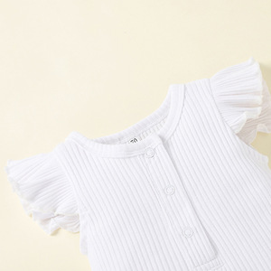 Conjuntos de 3 Piezas de Ropa para Bebé, Body Blanco Liso, Diseño de Traje Baba, para Niños Pequeños - Product Image 5
