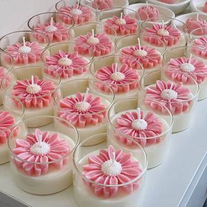 Bougie parfumée artisanale en forme de marguerite dans un bocal en verre, bougies d'aromathérapie pour la décoration de la maison - Product Image 2
