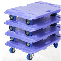 Chariot à plateforme pliable à quatre roues en plastique robuste, capacité de charge de 150 kg, outils OEM SR TR150 bleu, déplacement facile
