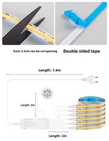 Bande lumineuse LED COB à intensité variable RoHS CE avec contrôleur tactile pour éclairage domestique