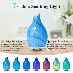 <span class=keywords><strong>Difusor</strong></span> <span class=keywords><strong>de</strong></span> aroma eléctrico <span class=keywords><strong>de</strong></span> vidrio <span class=keywords><strong>de</strong></span> onda azul al por mayor clásico para aceite esencial con 7 luces LED - Product Image 2