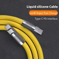 120W 6A Chargeur Super Rapide Pd Type C Câble Silicone Liquide Chargeur Rapide Câble Usb Usb C à C Charge Câble de Données Usb pour Téléphones