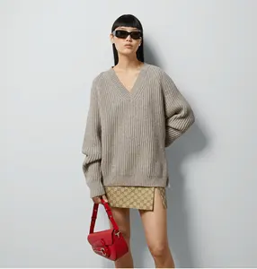 YT Top de lana acanalada con correas tops de lana de moda para Mujer Tops semiformales y blusas con cuello en V