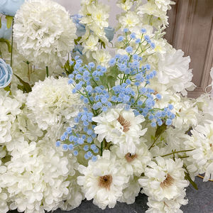 Belofte Kunstmatige Witte En Blauwe Bloemen Runner Bloemenrij Voor Bruiloft Podium Feestdecoratie - Product Image 6