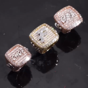 Hip Hop Custom VVS Moissanite anello <span class=keywords><strong>925</strong></span> in argento Sterling con nome personalizzato Logo alta gioielli per gli uomini - Product Image 4