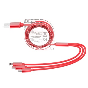 Transparente un arrastre tres cable de datos telescópico tres en uno teléfono móvil universal línea de carga rápida al por mayor nuevo - Product Image 1