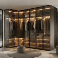 Dressing sur mesure moderne de luxe haut de gamme avec portes en verre pour mobilier de chambre