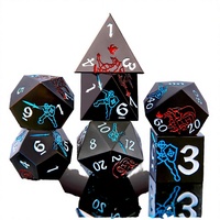 Jeu de dés polyédriques bleu-noir pour D&D, 7 dés métalliques, Dragon, Donjons, Jeu de rôle, Écologique, Fait main, Jeu de société