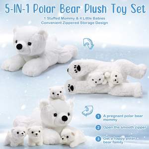 Juego <span class=keywords><strong>de</strong></span> peluche <span class=keywords><strong>de</strong></span> oso polar sentado y tumbado personalizado Animal <span class=keywords><strong>de</strong></span> peluche <span class=keywords><strong>de</strong></span> oso polar <span class=keywords><strong>de</strong></span> mamá grande con 4 ositos <span class=keywords><strong>de</strong></span> peluche Peluches <span class=keywords><strong>de</strong></span> bebé <span class=keywords><strong>en</strong></span> el vientre - Product Image 2