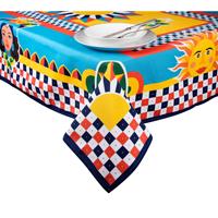 Nappe de table méditerranéenne tissée à motifs géométriques Excelsa, Sicilian Rhapsody, coton, 140x180 cm, multicolore, lavable