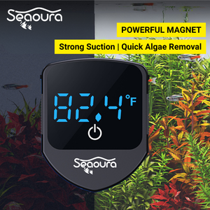Seaoura SR-520 Raschietto Magnetico Professionale per Alghe con Termometro Integrato, Pulitore Efficiente per Vetri di Acquari - Product Image 1