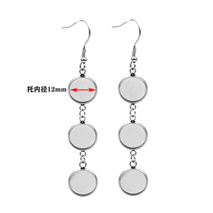 Stainless Steel Round <b>Earrings</b> Hollow Base DIY Ear <b>Hooks</b> Long Pendant Semi Finished Jewelry Findings - Product Image 2